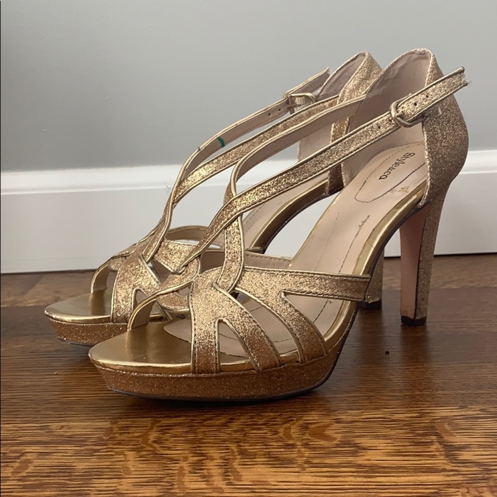 Gold sparkly heels